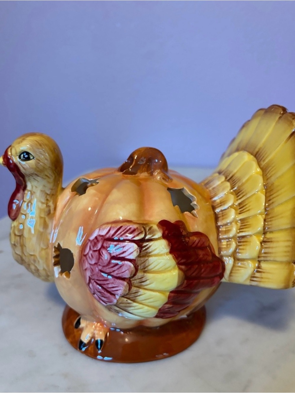 Ceramic Autumn Turkey Tealight Holder